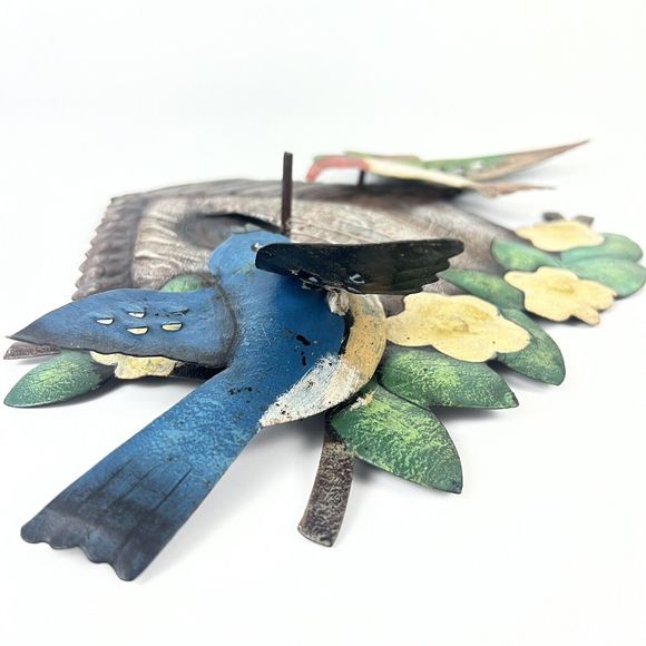 Vtg Hummingbird Bluebird Metal Wall Art Indoor/Outdoor Birdhouse - Picture 6 of 11